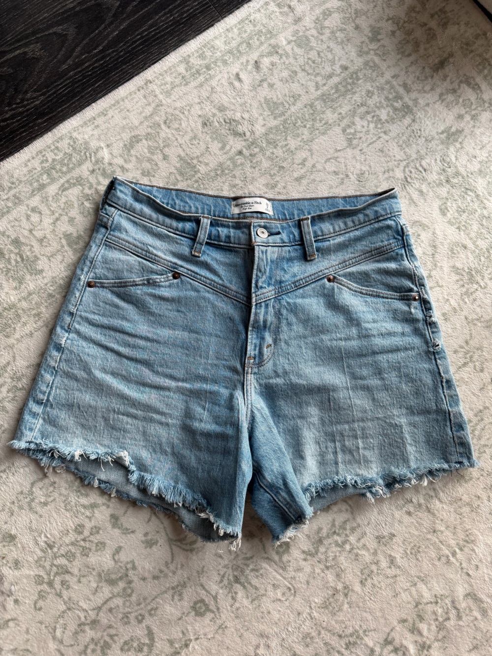 Abercrombie & Fitch Light Blue High Waist Denim Shorts
